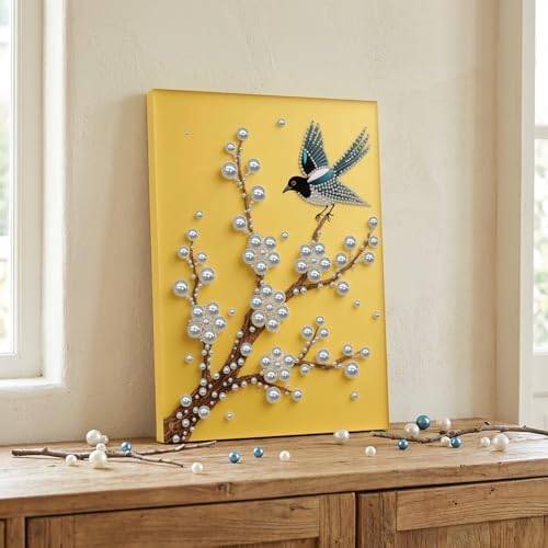 DIY Pearl Painting with Frame, Creative Design, Handmade Stress-Relieving Home Wall Decoration, Includes Frame and Tools-Bird - Image 2