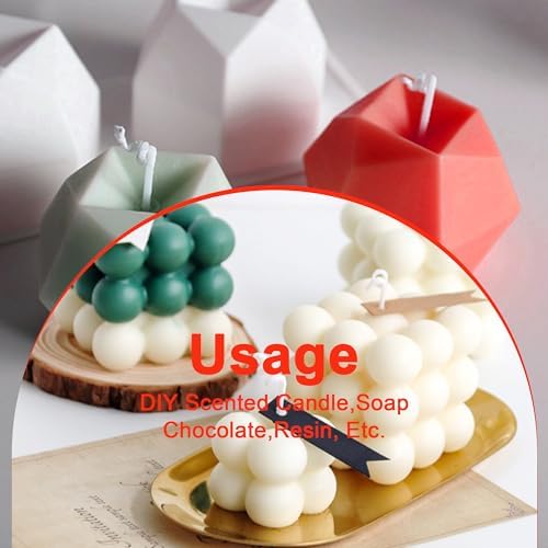4Pcs Silicone Bubble Candle Molds Set for Making, 3D Cube Mold for Soy Wax, Soap, DIY Scented Candles, Cake - Image 4