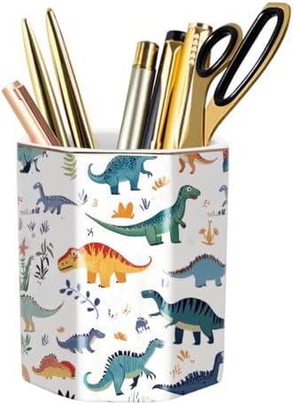 Cute Pen Holder, Pencil Cup for Desk, Desk Organizer, Durable Ceramic Decorative Makeup Brush Desktop Accessories, Stylish Stationery for Office, Home, Cute Dinosaur Pattern by WAVEYU
