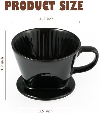 Pour Over Coffee Dripper, Ceramic Pour Over Coffee Maker, Black - Image 2