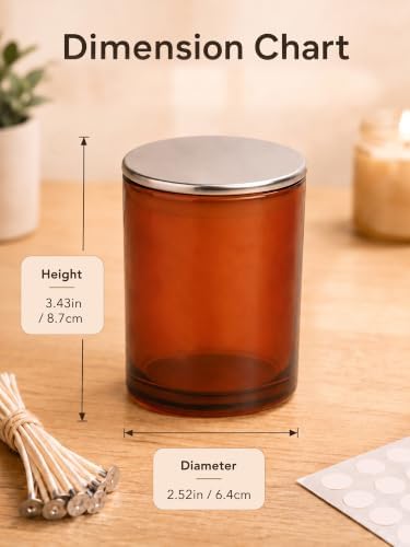 8.5oz Candle Jars with Lids, 12 Pack Colored Glass Containers for Candle Making, DIY Kit with 20 Wicks, Stickers & Labels, Refillable Aromatherapy Jars for Home Decor & Gifts - Image 6
