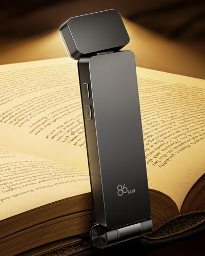 86lux Book Light, Rechargeable Clip-On LED Reading Light for Bed by 86Lux