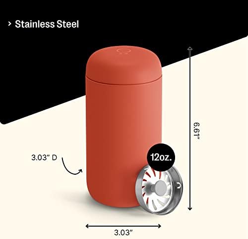 Fellow 12 oz Carter Move Travel Mug - Vacuum-Insulated Stainless Steel Travel Coffee Mug - Coffee Tumbler with Ceramic Interior and Splash Guard - Corduroy Red - Image 5