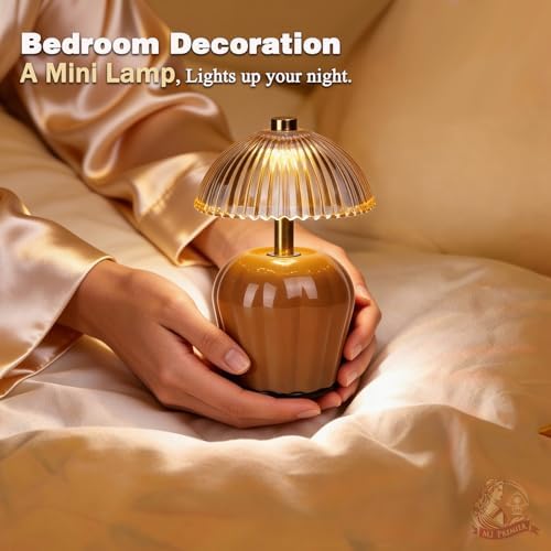 MJ PREMIER Rechargeable Table Lamp, Small Cordless Lamp with Timer, Brown*2 - Image 5