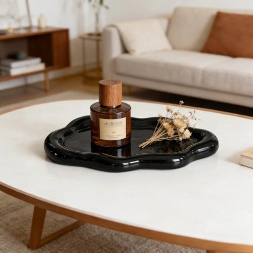 Ceramic Jewelry Tray Trinket Dish, Cloud Shaped, Black - Image 5