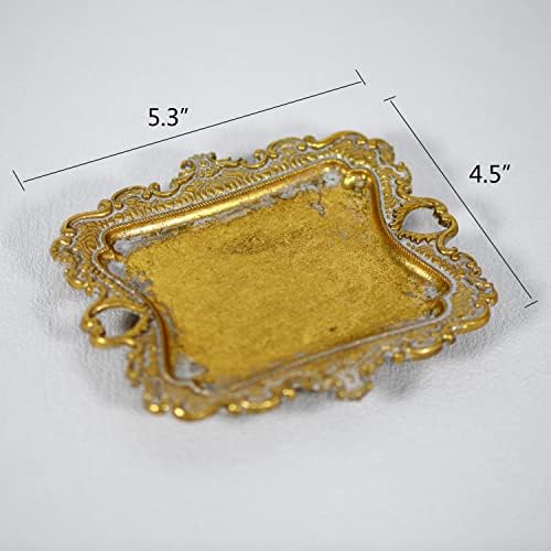 Funly mee Antique Trinket Dish Vintage Jewelry Tray, Ring Holder (Gold, Small (Pack of 2)) - Image 3