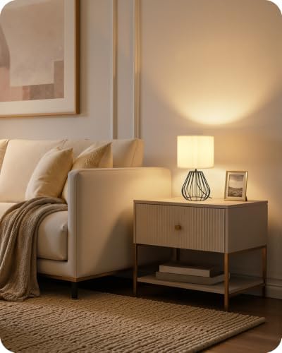 Black and White Table Lamp, Small Bedside Lamp, Pleated Lampshade - Image 5