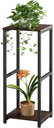 2 Tier Plant Stand Indoor Corner Tall Square Shape Plant Shelf by YIZAIJIA