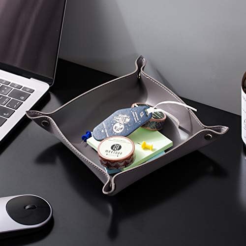 Leather Jewelry Valet Tray for Women and Man (Deep Grey-B) - Image 5