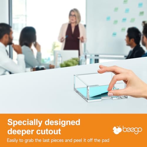 Beego Modern Elegant Crystal Clear Acrylic Sticky Note Holder Organizer - 3x3 in Square Notepad Holder - 3 Count - No Pads - Office Desk Organization - Image 5