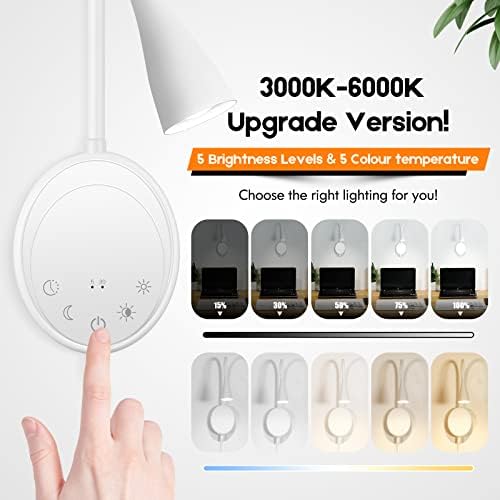 SANKEDOU LED Wall Mounted Reading Light, Book Light for Reading in Bed with Touch Control, 5 Dimmable, USB Output, Night Light & Timers Function, Flexible Gooseneck Headboard Bed Lights (White) - Image 3