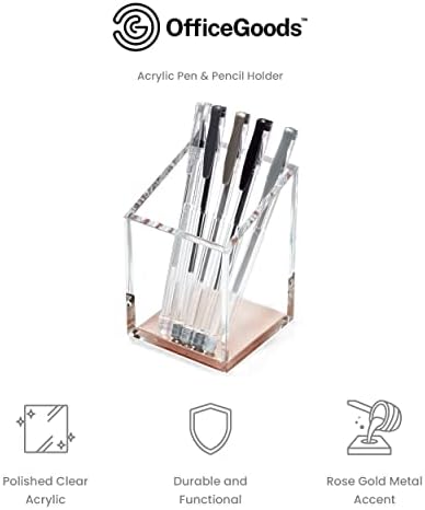 OfficeGoods Acrylic Pen and Pencil Holder, Rose Gold - Image 3