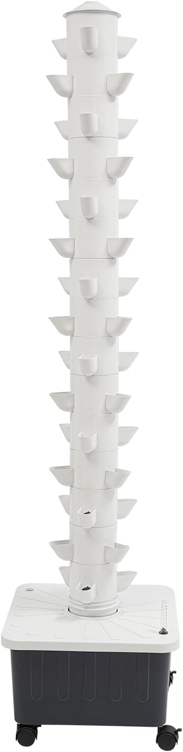 LOYALHEARTDY Hydroponics Growing System Kit, Vertical Hydroponic Tower with Water Pump & Wheels, 15 Layer 45 Plants Sites Indoor Gardening System for Vegetable, Strawberries, Lettuce