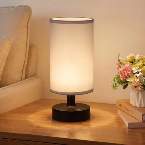 Kakanuo Cordless Table Lamp Rechargeable Small - 1 Pack Gray Black, 4000mAh Battery Operated Lamp with Touch Control Stepless Dimming, Wireless Lamp for Bedside, Nightstand, Bedroom, Living Room by KakanuoLightings