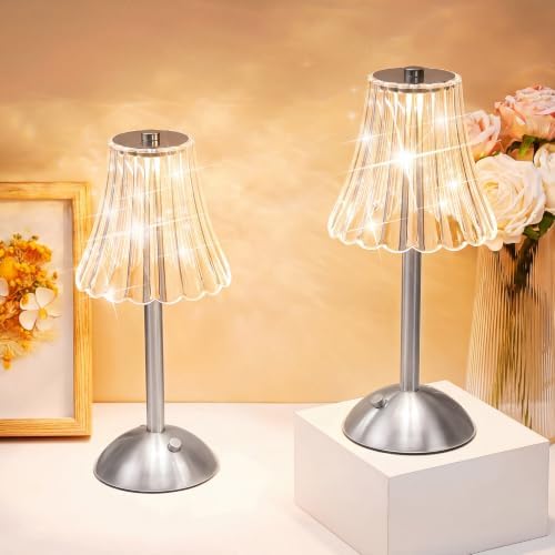 Liliful 6 Pcs Cordless Table Lamp LED Touch, Silver, Rose Style by Liliful