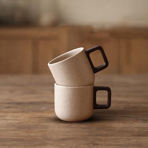 Artizan Handcrafted Ceramic Espresso Cup with Wooden Handle – 150 ml Small Espresso Cup, Rustic Speckled Sandstone Coffee Cup – Pack of 1 - Image 5