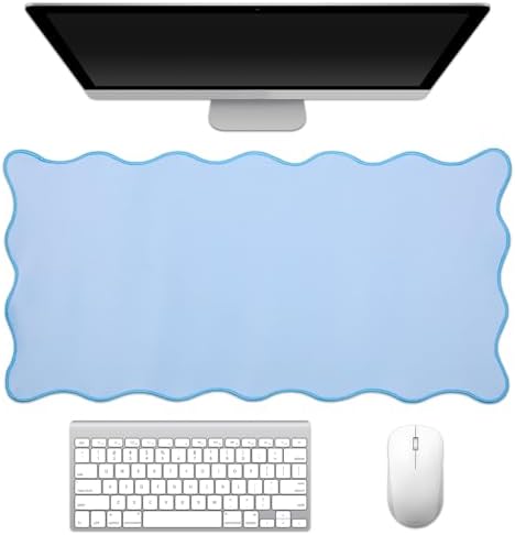 Scalloped Desk Mat 31.5" x 15.7" Large Cute Desk Mat for Desktop, Waterproof Scalloped Aesthetic Table Pad, Non-Slip Mouse Keyboard Pads Computer Accessories for Desk Office Home Gaming by Unknown