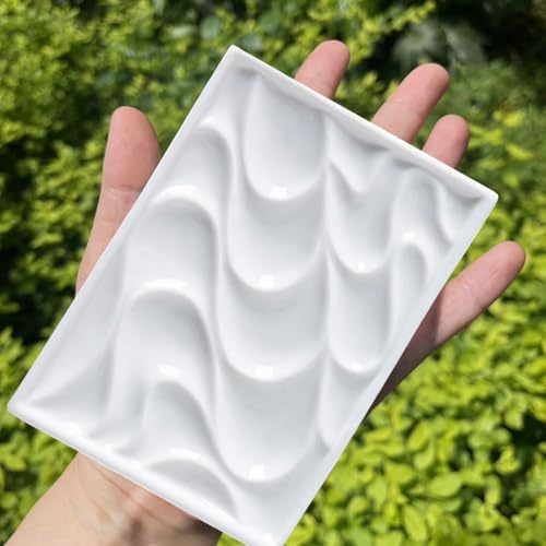 Bower Bird Ceramic Watercolor Palette,Mini 5.5in Leaf Artist Porcelain Palettes for Painting,for Acrylic,Gouache,Watercolor,Painting,Ceramic Mixing Tray (Wave) by BowerBird