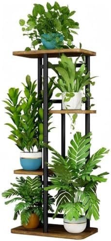 LINZINAR Plant Stand Indoor 4 Tier Metal Corner Tall Flower Shelf by LINZINAR