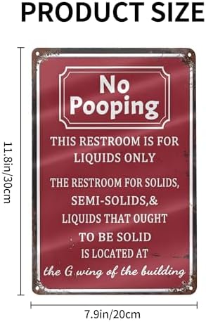 No Pooping Sign Vintage Bathroom Decor Metal Tin Signs Funny Office Work Coworker Bathroom Restroom Toilet Coffee Potty Humor Retro Wall Decor 8x12 Inch - Image 2