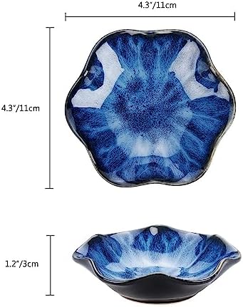 JAMEND CLXP Ring Dish, Kiln Glaze Jewelry Trinket Tray, Gifts for Women I Lotus Leaf Necklace Earrings Holder on Nightstand Bathroom, Ceramic Cute Key Bowl, Blue. All Jewelries Are NOT Included. - Image 7