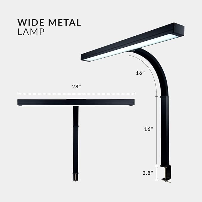 Neatfi 3000 Lumens Flex LED Desk Lamp with Clamp, Dimmable, 5 Adjustable Brightness Levels & 5 Light Modes, Memory Function, Eye-Caring & Flexible Lamp for Home & Office (28 Inches, Black)