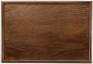 Wooden Serving Tray Rectangular Wood Serving Tray Decorative Platter, 13.8x9.5 Inch Fit for Home Decor Kitchen Coffee Table Candle Holder, (Brown) by YELARXI