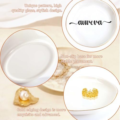 JoycuFF Aurora Personalized Name Ceramic Jewelry Tray, Mothers Day Christmas Anniversary Engagement Birthday Gifts for Women Couples, Trinket Dish for Rings Earrings Necklaces Bracelets Keys - Image 5