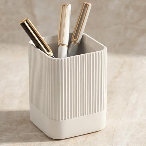 KIBAGA Aesthetic Pen Holder for Desk - Modern Concrete Pencil Holder & Cup by KIBAGA