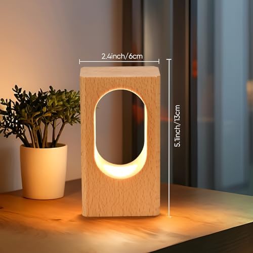 YIEONSHION LED Wood Desk Lamp, Dimmable Bedside Night Light for Bedroom, Creative Wooden Table Lamp, Warm Ambient Lighting, Unique Home Decor & Housewarming Gift - Image 5