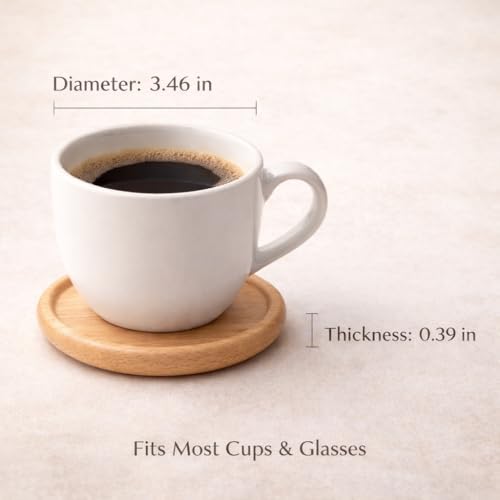 Beech Wood Coasters Set of 4, Natural Wooden Drink Coasters with Raised Edge, Protect Table from Spills & Scratches, Non-Slip, Minimal Style for Coffee Table - Image 2