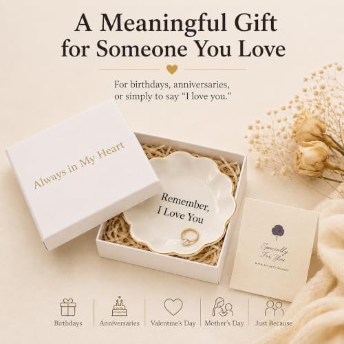 Remember, I Love You Jewelry Dish, Ceramic Ring Holder, Gift for Women - Image 3
