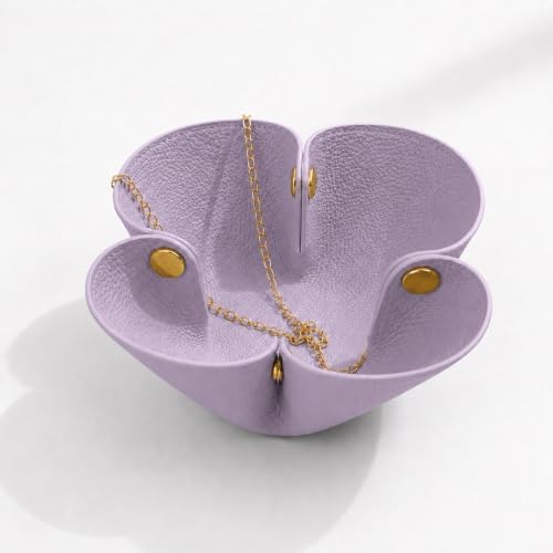 Grained Faux Leather Flower Shaped Valet Tray, Taro Purple by Lartvivr%C3%A9