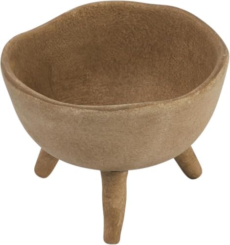 Creative Co-Op Boho Terracotta Footed Planter with Organic Edge, Matte Taupe 4"(Pack of 6) by Unknown