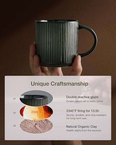 famiware Coffee Mug Set of 8, Star 12 oz Ceramic Mugs Cups Set with Handle - Image 3