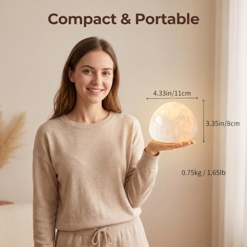 Natural Marble Lamp Cordless Touch Control Night Light 3-Way Dimmable Pat Light LED Ambient Glow Lamp Type-C Rechargeable Portable Stone Bedside Desk Lamp Zen Home Decor (White A) - Image 3