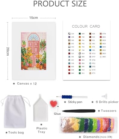 PeakLuv 12 Pcs Small Diamond Art Kits, Floral Gateway Mini Diamond Painting Kits for Adults, 5D DIY Square Drill Diamond Dots, Quickly Finishable Flowers Gem Art for Home Wall Desktop Decor, 6X7in - Image 3