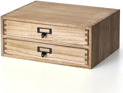 KIRIGEN Solid Wood Desk Organizer with 2 Drawers, Desktop Storage, Brown by KIRIGEN