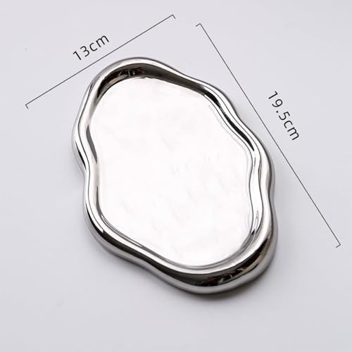 Jewelry Tray Trinket Dish, Trinket Dish Jewelry Dish Trinket Tray for Women Cloud Plate Decorative Tray Trinket Dish Cute Room Decor for Rings Earrings Necklace Organizer (Silver Oval) - Image 2