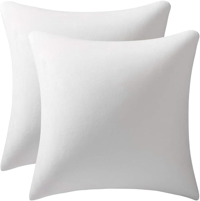 Decorative Pillow Cases 20x20 White: 2 Pack Cozy Soft Polyester Square Throw Pillow Covers for Farmhouse Home Decor