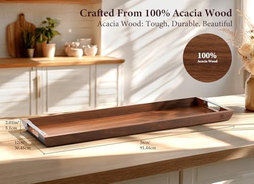 Acacia Wood Serving Tray, 36×12in Large Charcuterie Boards for Party - Image 2