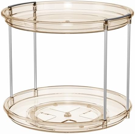 LAMU 2 Tier Lazy Susan Turntable Organizer 9.25'' Rotating Spice Rack Organization for Cabinet, Kitchen, Pantry, Countertop, Bathroom, Vanity, Medicine Cabinet Organizer, Amber - Image 7