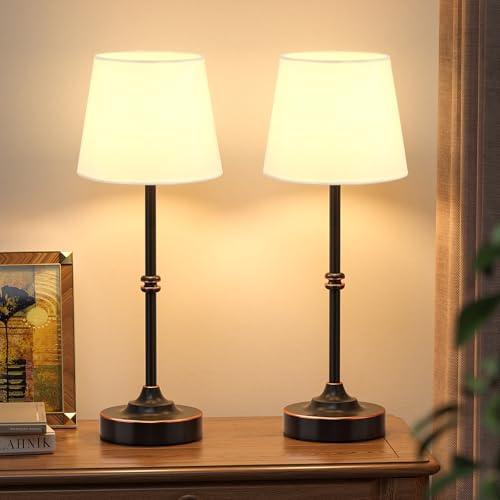 Kakanuo Rechargeable Cordless Table Lamp Antique Black - 2 Pack 4000mAh Battery Operated Lamp, 3000K Warm Light, Touch Control Stepless Dimming, for Bedside, Dining Table, Home Decor - Image 2