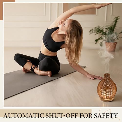 Copkim Essential Oil Diffuser Rattan Woven Boho Aroma Humidifier 80 ml - Image 4