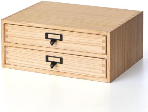 KIRIGEN Solid Wood Desk Organizer with 2 Drawers, Desktop Storage, Natural by KIRIGEN