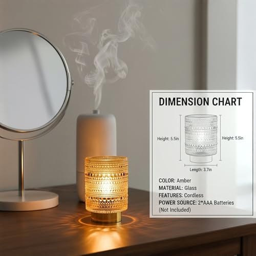 Battery Operated Lamp with Auto-Off Timer, Cordless Table Night Light for Bedroom & Entryway, Portable LED Lamp for Home, Outdoor, Camping No Battery Included (Pearl Design-Amber) - Image 2