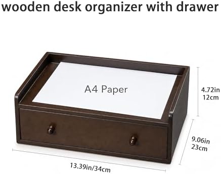 Wooden Mail Organizer with Drawer for Desk and Countertop - Image 2