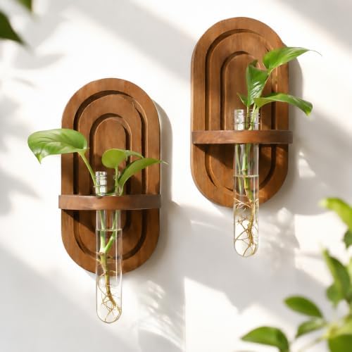 Artilady Plant Propagation Station Wall Hanging, Thick Wood Terrarium Tube by Artilady