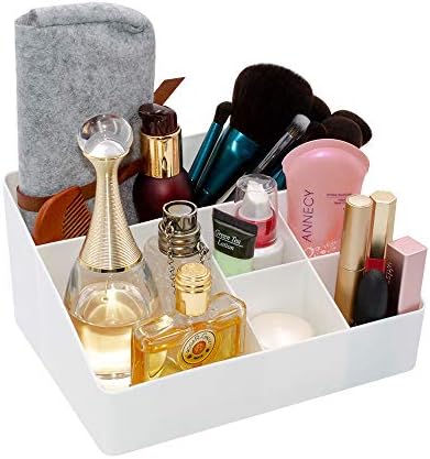 Granvela Home Organizer Bedside Table Organizer Makeup Organizer |Cosmetics Storage Box - 6 Compartments (White) - Image 3