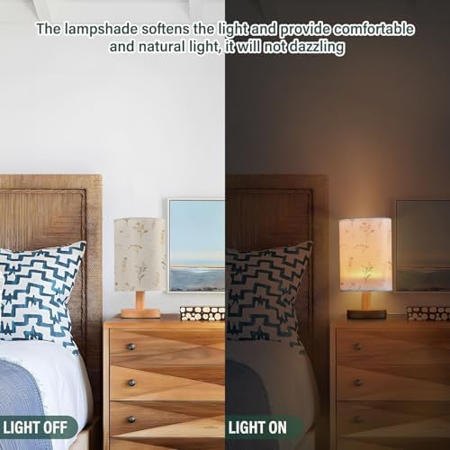 Kigai Small Table Lamp, USB Powered LED Bedside Lamp with Fabric Shade - Image 5